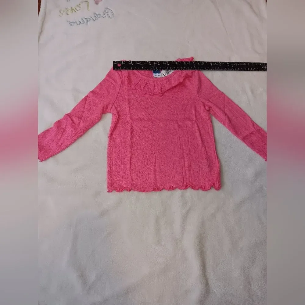 Old Navy Long Sleeve Ruffle-Trim Pointelle Knit Top for Toddler Girls 2T NWT